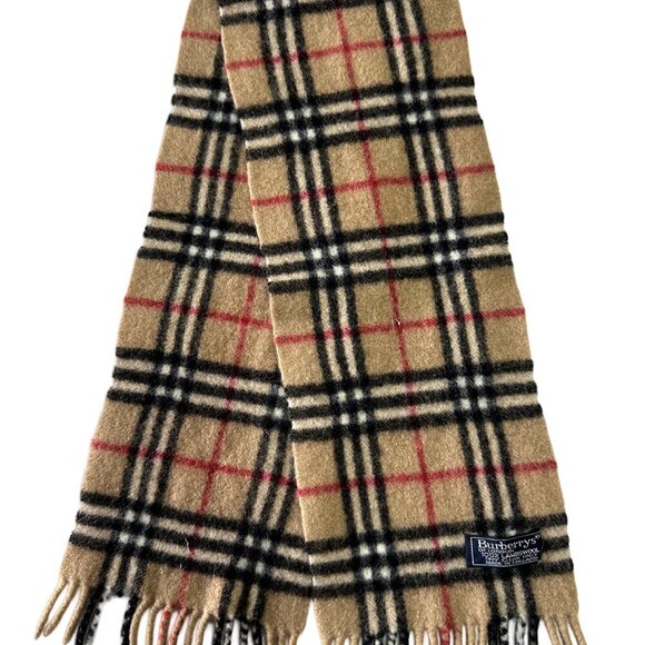 Burberrys Classic Check Scarf Beige 100% Lambswool Unisex Scarf Made In England - Picture 1 of 7